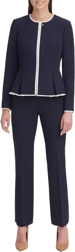Miniatura 2 de Tommy Hilfiger Chaqueta tipo blazer con cremallera frontal sin cuello Peplum para mujer