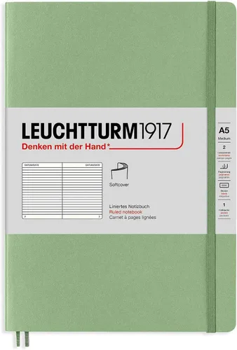 Miniatura 7 de LEUCHTTURM1917 - Cuaderno de tapa blanda mediano A5 - 123 páginas numeradas para escritura y diario (Verde bosque, liso)