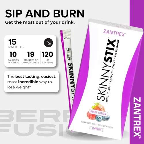 Miniatura 2 de SkinnyStix Berry Fusion GLP-1 Polvo de Apoyo para Bebida Energética, Apoyo Metabólico, Control del Apetito, Impulso de Energía Natural 15 Paquetes