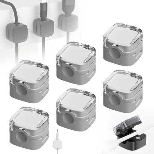 Miniatura 7 de Paquete de 6 organizadores magnéticos de cables, organizador de cables 2024, soporte de almacenamiento de cable de carga USB para teléfono, soporte