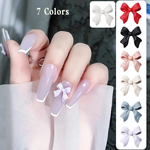 Miniatura 2 de Juego de 155 dijes de uñas 3D con nudo de lazo, coloridas decoraciones de uñas de resina para uñas acrílicas, consejos de manicura de bricolaje