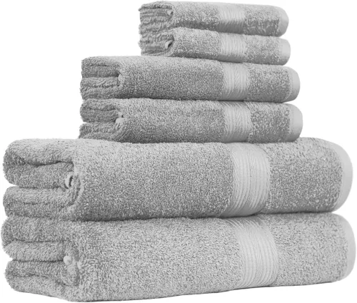 Miniatura 14 de Amazon Basics Juego de toallas de baño suaves, absorbentes, resistentes a la decoloración, 100% algodón, 6 piezas (12 x 12 pulgadas), toallas Carmesí