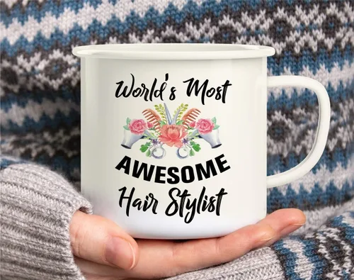Miniatura 5 de Retreez World's Most Awesome Hairstylist Hairdresser - Taza de café esmaltada de acero inoxidable de 16 onzas, divertido sarcasmo, regalo