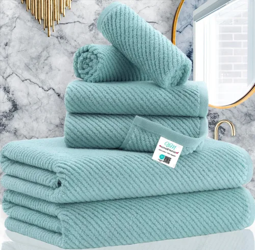Miniatura 98 de VOOVA & MOVAS Toallas de baño amarillas – 100% algodón Secado rápido Peso Gruesas Suave, juego de 6 toallas de baño, 2 toallas grandes de 30