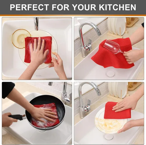 Miniatura 166 de Kitinjoy - Paños de cocina de 100 % algodón, tela de tejido gofrado, paño de limpieza ultrasuave, absorbente y de secado rápido. Beige