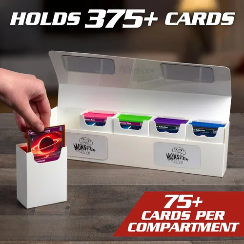 Miniatura 3 de Monster Protectors Caja magnética Hydra de 5 barajas, color blanco, con capacidad para 375 tarjetas TCG, cierre de autobloqueo, compatible