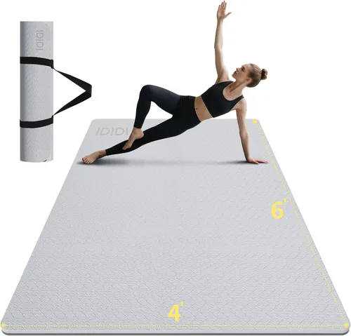 Miniatura 8 de Esterilla grande de yoga de 8 mm (6' x 4') - Extra larga y ancha de 72 x 48 x 0.32 pulgadas, esterilla de fitness POE antideslizante, ecológica