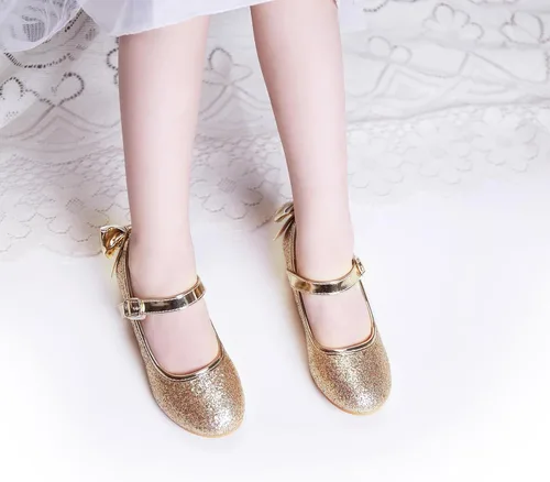 Miniatura 6 de Zapatos de vestir para niñas, zapatos de princesa de tacón bajo, zapatos planos Mary Jane para fiestas de bodas y niños pequeños