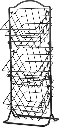 Miniatura 6 de Cesta de frutas de 3 niveles para encimera de cocina o piso, cesta de frutas para verduras y aperitivos, soporte de almacenamiento de metal