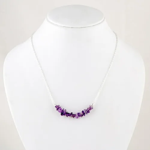 Miniatura 2 de Gempires Purple Amethyst Crystal Necklace February Birthstone Gifts Hypoallergenic 18 Inch Silver Plated Jewelry For Women