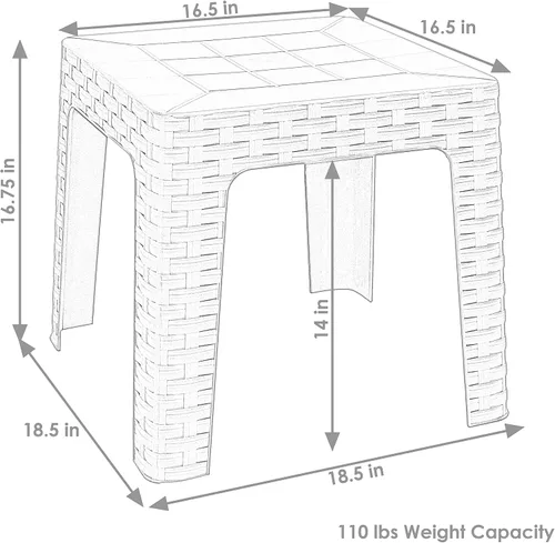 Miniatura 3 de Sunnydaze Adirondack - Mesa auxiliar pequeña para exteriores para elementos esenciales de balcón, mesa auxiliar cuadrada de plástico para patio