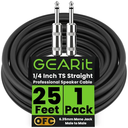 Miniatura 11 de GEARit Cable de altavoz profesional (6 pies), cobre puro 12 AWG, de 1/4 de pulgada a 1/4 de pulgada, TS recto macho a macho para amplificador