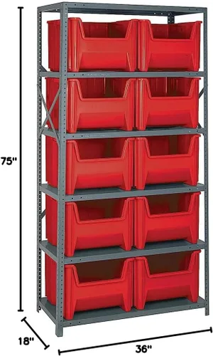 Miniatura 284 de Quantum QSBU-245BK Heavy Duty Shelving Unit with (7) Shelves and (24) QUS245 Black Bins for Garage Warehouse Storage Distribution 400 lb Load