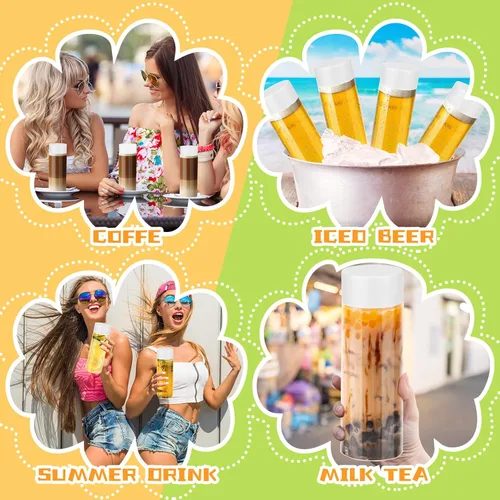 Miniatura 7 de Hoolerry 16 botellas sensoriales de plástico vacías con tapas, botellas de agua sensoriales de plástico transparente reutilizables para Blanco