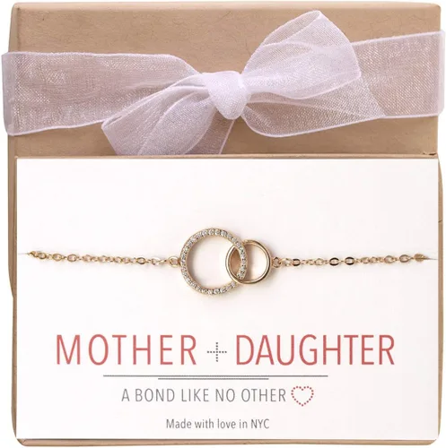 Miniatura 2 de A+O Regalos para mamá, regalo para madre e hija, collar de círculo entrelazado o pulsera