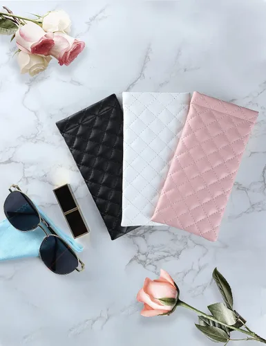Miniatura 6 de COMF-PRO Squeeze Top Sunglass Pouch - Portable Sunglass Organizer Pouch Bags Soft PU Leather Glasses 2 Pack