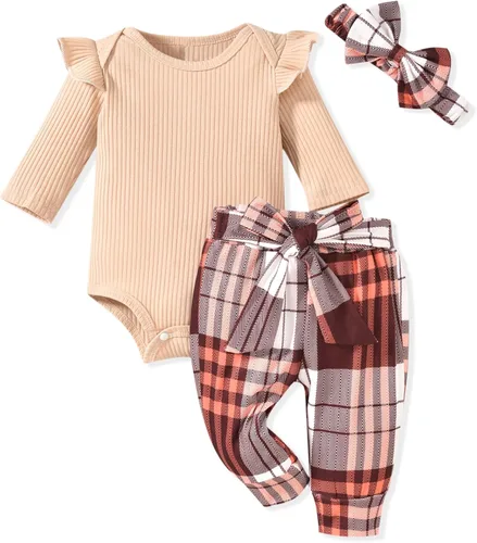 Miniatura 179 de Aalizzwell Conjunto de mameluco acanalado para bebé recién nacido prematuro para otoño e invierno