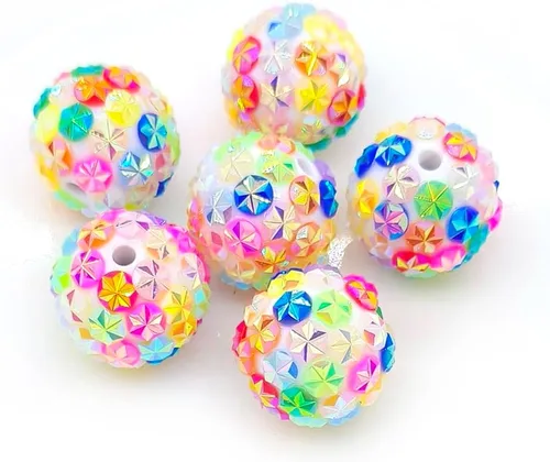 Miniatura 16 de Cuentas de diamantes de imitación de colores redondas espaciadoras para joyería, pulsera, collar, bolígrafo, bolsa, cadena, suministros de 0.630 in