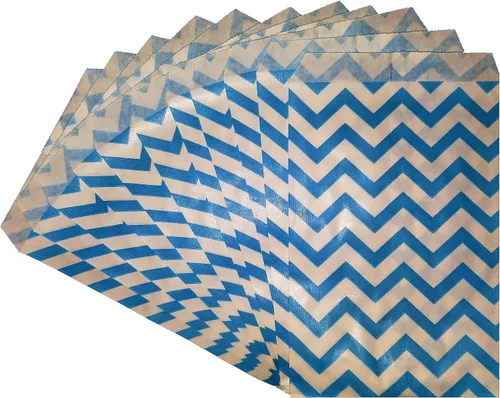 Miniatura 2 de 888 Display - 200 piezas de bolsas de regalo de papel Chevron azul de 6 "x 9" Bolsas planas de ventas de compras