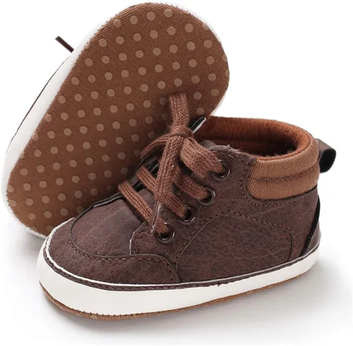 BENHERO Baby Girls Boys PU Leather Shoes Toddler Infant First Walker Soft Sole High-Top Ankle Sneakers Newborn Crib Shoes