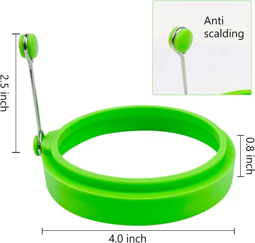 Miniatura 2 de Juego de anillos de huevo, moldes de silicona para huevos, anillos de huevo frito y anillo antiadherente para cocinar huevos, multicolor, paquete