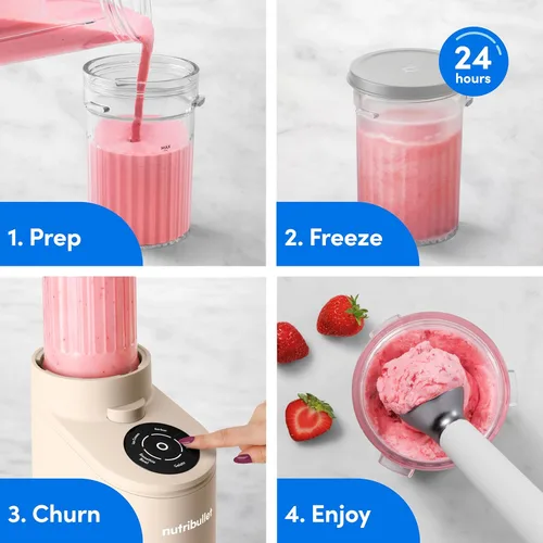 Miniatura 8 de nutribullet Chill Máquina de helados, para gelato, sorbete, yogur congelado, cuencos de batidos, tamaño compacto, (2) aptos para lavavajillas de 16