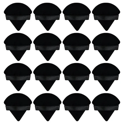 16 Esponjas de Maquillaje Triangulares, Esponja de Maquillaje Facial para Polvo Suelto Corporal, Herramienta de Belleza Negro
