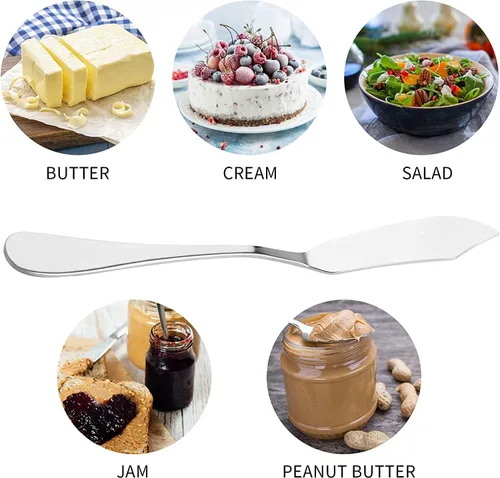 Miniatura 3 de 8 cuchillos de mantequilla de acero inoxidable, esparcidores de queso/mantequilla, cuchillos para untar, queso y condimentos 8 pza