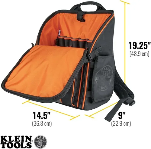 Miniatura 3 de Klein Tools 55482 Mochila para herramientas, organizador de herramientas resistente Tradesman Pro con 21 bolsillos e interior grande, resistente al