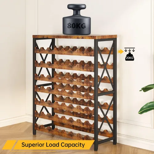 Miniatura 7 de Homeiju Estante de vino para 56 botellas, estante independiente de madera, estante de almacenamiento de vino apilable con mesa para sala de estar