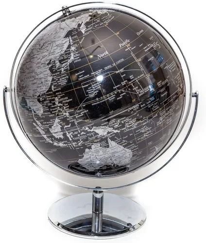 Miniatura 3 de Globo del mundo negro y plateado de 5 pulgadas