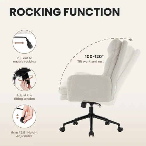 Miniatura 5 de IWMH Silla de oficina en casa con respaldo alto, silla de escritorio tapizada con reposabrazos, sillón de altura ajustable con ruedas, silla