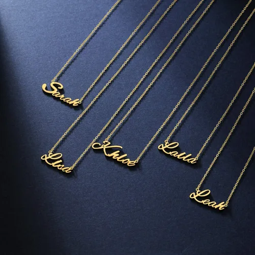 Miniatura 6 de BUREI Women Name Necklace Personalized 14K Gold Plated Name Necklace Nameplate Pendant Jewelry Gift