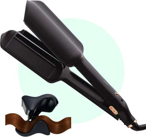 MINT Ondulador de pelo de sirena de doble barril para cabello largo | Herramienta iónica de ondulación profunda que crea volumen y ondas de playa
