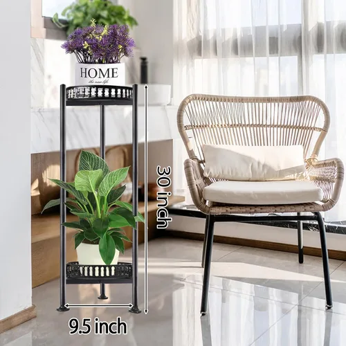 Miniatura 6 de LUBORN Soporte para plantas para interiores y exteriores, soportes para plantas de 30 pulgadas de alto, soporte de metal de 2 niveles, soporte