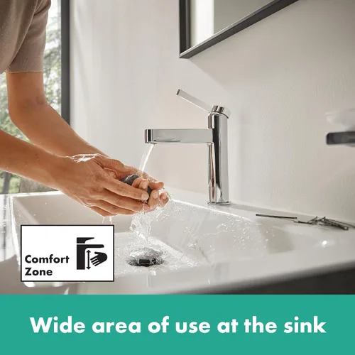 Miniatura 6 de hansgrohe Finoris 76010821 - Grifo moderno para lavabo de baño de 1 agujero en níquel cepillado cepillado níquel