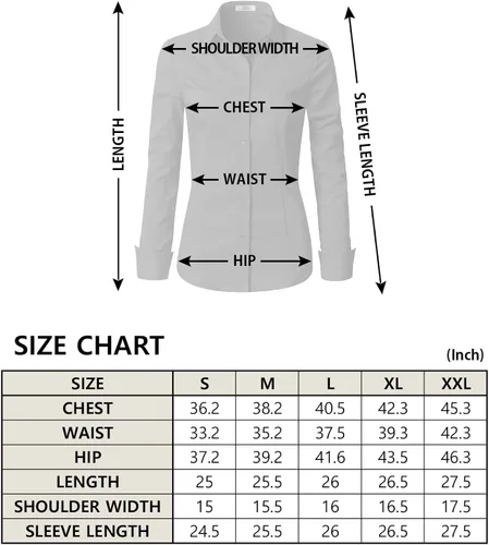 Miniatura 5 de EZEN - Blusa de manga larga, ajustada, elástica, con cuello de botones para mujer, para oficina, estilo formal, casual