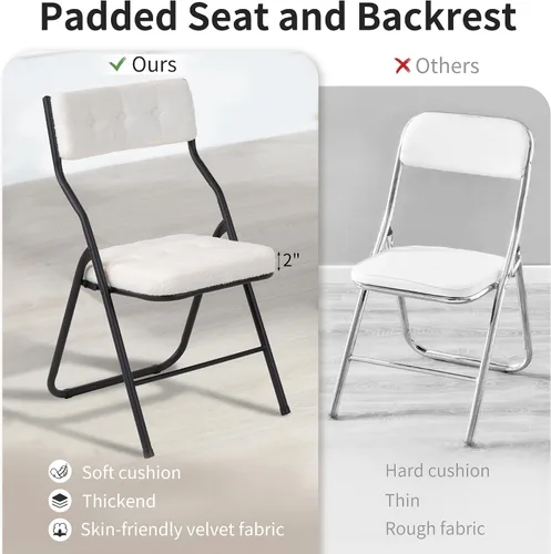 Miniatura 4 de HOMEFUN Paquete de 4 sillas plegables acolchadas, sillas de comedor plegables con cojín, asiento adicional portátil y ensamblado para invitados