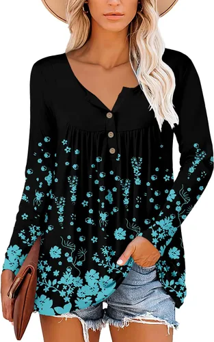 Miniatura 2 de Mystry Zone Womens Top Casual Blouse Button Up Ruffle Tunic Shirts Fit Flare S-3XL