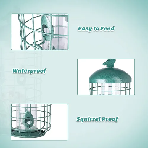 Miniatura 4 de Yinns Comedero para pájaros enjaulados para exteriores, comedero de metal grande a prueba de ardillas, 3 libras, comedero para pájaros silvestres