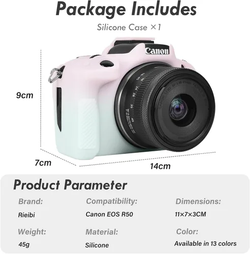 Miniatura 2 de Rieibi EOSR50 EOS R50 Funda, Funda Protectora de Silicona Suave para Cámara Canon EOS R50 EOSR50 Vlogging, Funda Ligera para Cámara EOS R50 Cubierta
