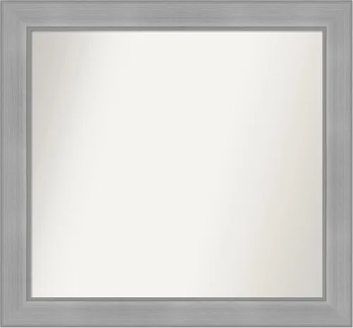 Miniatura 389 de Amanti Art Espejo de baño plateado para sobre el fregadero, 24 x 24 pulgadas, espejo cuadrado de peltre forjado a medida, marco de madera casual