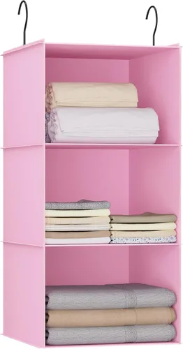 Miniatura 34 de Organizador colgante para armario, fácil de montar, estantes colgantes plegables con 4 compartimentos, para guardar ropa, bolsos, zapatos y Gris