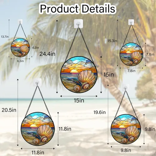 Miniatura 6 de Colgador de vidrieras para colgar, atardecer montañas, lago, árbol, atrapasoles para ventana, decoración del hogar, paisaje, día de la madre