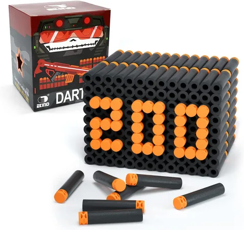 EKIND 200 balas de espuma suave con punta de 2.8 pulgadas para pistolas Nerf N Strike, negro
