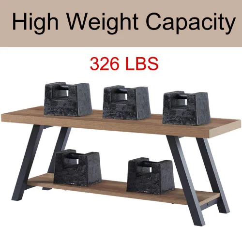 Miniatura 6 de LVB Banco de Entrada Industrial, Banco de Almacenamiento de Madera y Metal para Sala de Estar y Comedor, Banco de Zapatos de Estilo Campestre