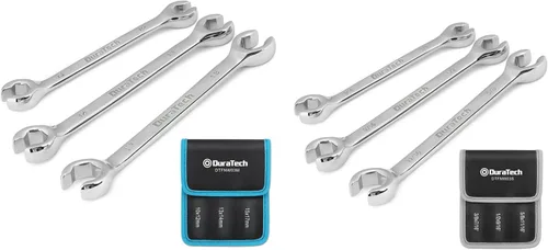DURATECH Juego de 6 llaves de tuerca acampanada, estándar y métrico, 3/8 pulgadas a 11/16 pulgadas y 0.394-0.669 in, acero CR-V, bolsa organizadora