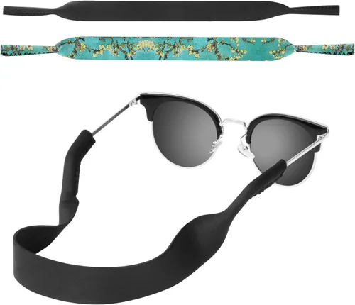 Miniatura 11 de MoKo Retenedor de lentes de neopreno (paquete de 2) de ajuste universal, retenedor de lentes de sol deportivos sin cola, correa de gafas de sol