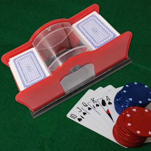 Miniatura 3 de Evelots Juego de cartas Shuffler - Soporte para 2 cartas de cubierta, sistema de manivela fácil, máquina barajadora de cartas, barajadora de cartas