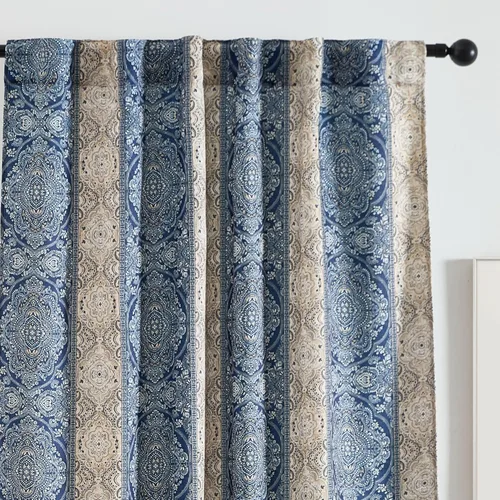 Miniatura 13 de HLC.ME Florence - Cortinas con estampado floral y de pájaros, con pestaña trasera y bolsillo para barra, cortinas para oscurecer el dormitorio